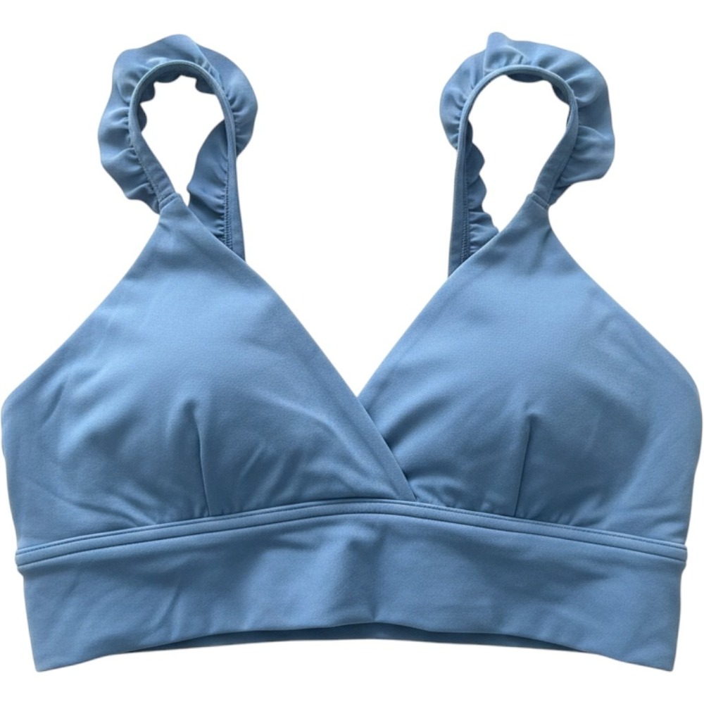 OFFLINE by Aerie Real Me Xtra Ruffle Strap Sports Bra Blue Medium Support M